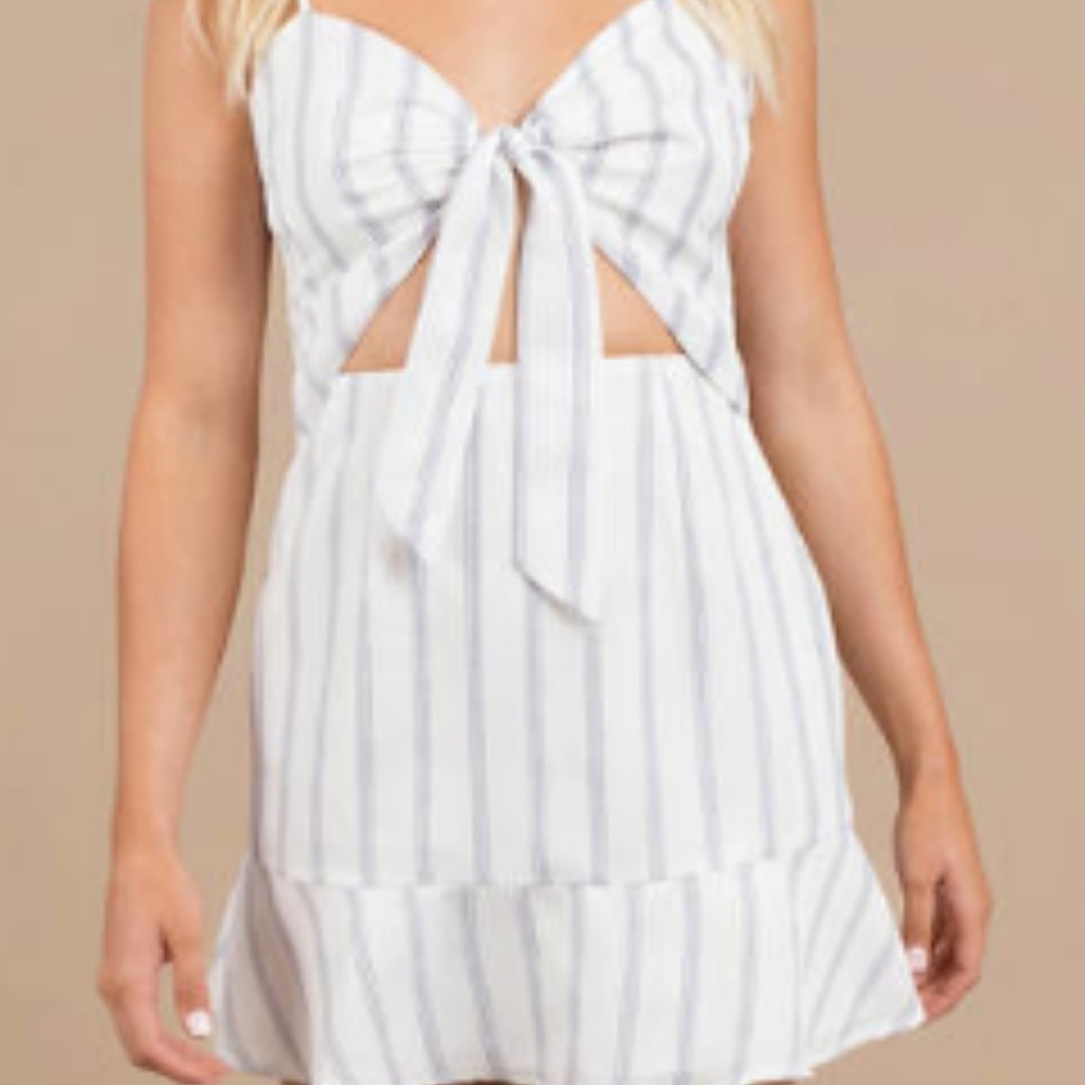 White Stripe Tie Front Dress - SOLD!!